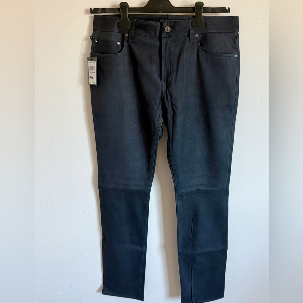 John Varvatos Slate Blue Leather Pants BNWT